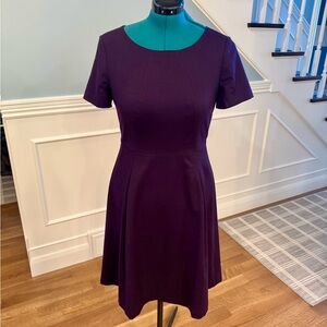 Talbots Deep Purple Plum Midi A-line Italian Flannel Dress 10